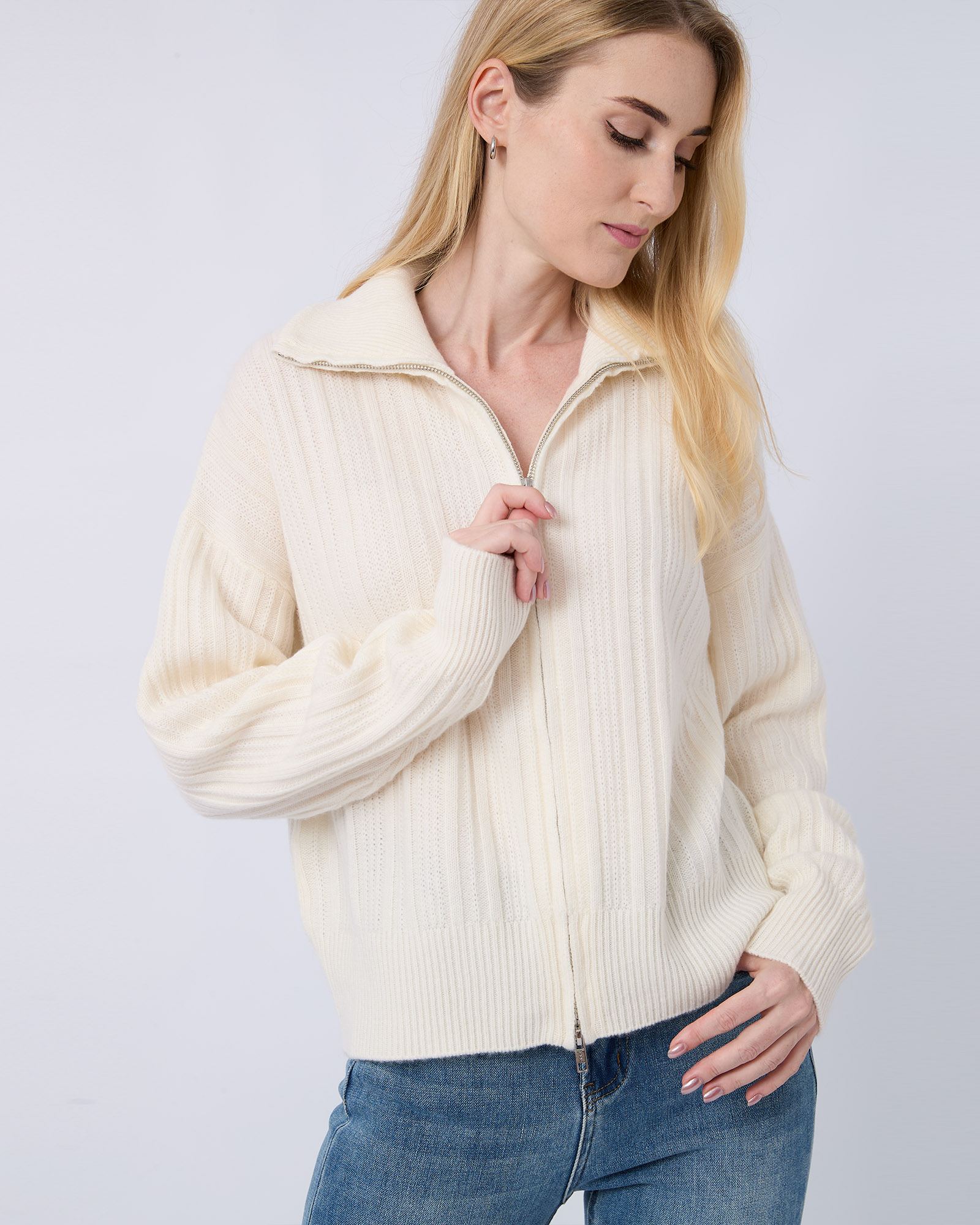 Pure Cashmere Full Zip Sweater